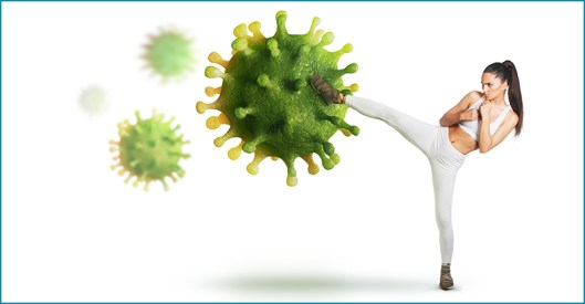 Virus attack; defend from the virus concept;